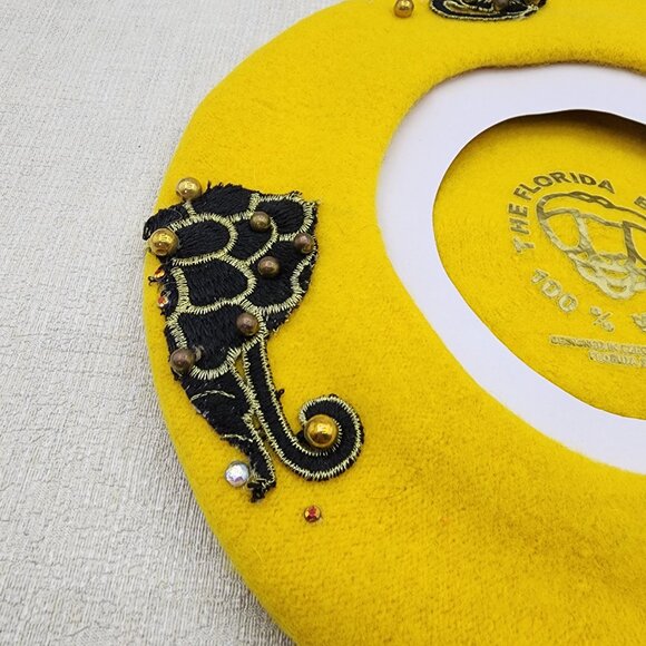 The Florida Beret Women's 100% Wool Beaded Embroidered Beret - OS - Picture 4 of 5